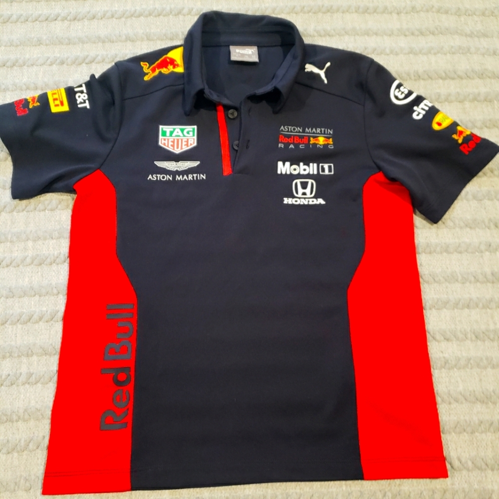 Red Bull Racing Aston Martin F1 2020 Team Polo T Shirt Size Boys Medium